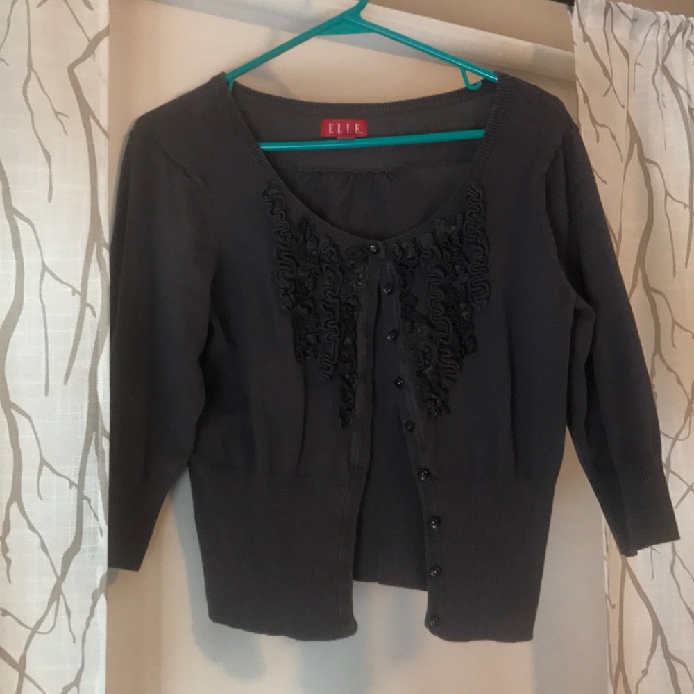 Gray cardigan with ruffles - like new